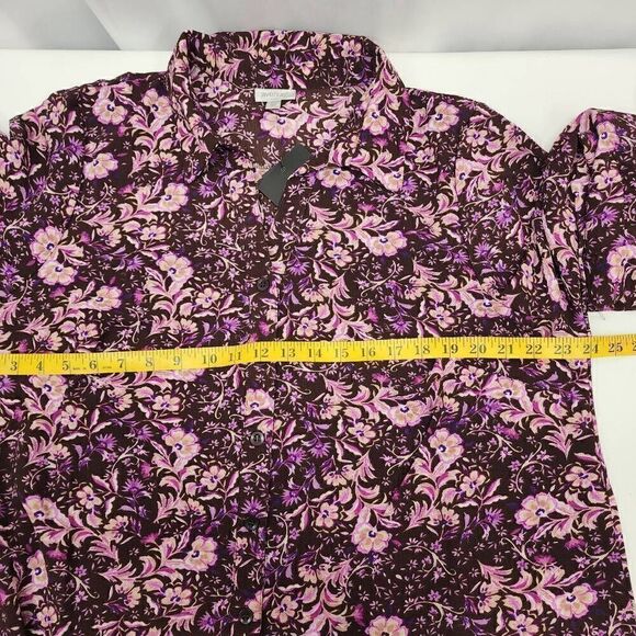 Avenue Womens Size 20 Brown Floral Paisley Potion Button Up Button Sleeve Blouse - Picture 4 of 9